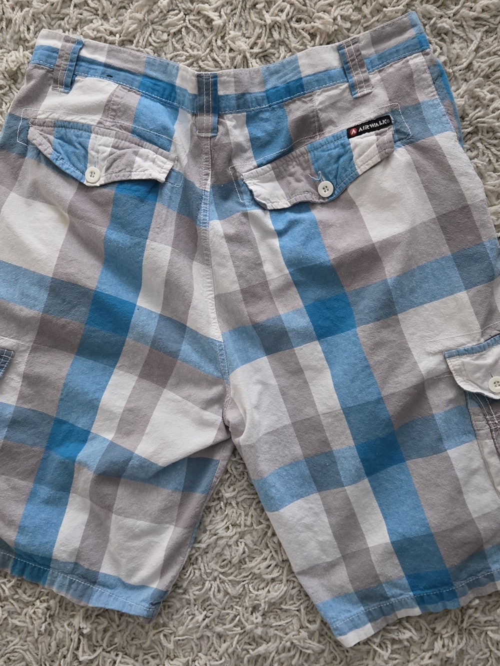 Airwalk Men's Plaid Cargo Shorts - Blue & Gray - Picture 3 of 7